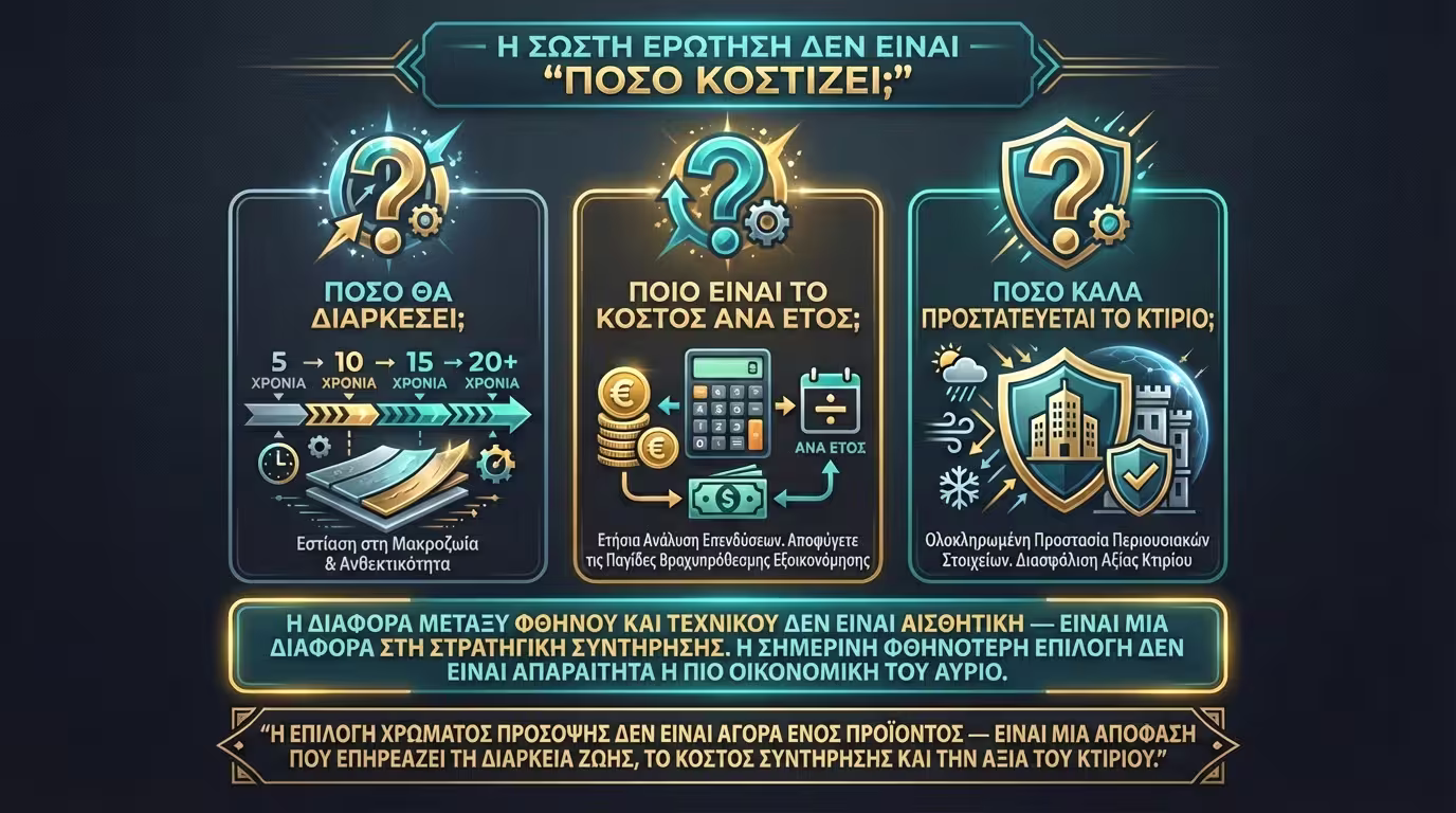 Τρία ερωτήματα: πόσο θα διαρκέσει, κόστος/έτος, πόσο προστατεύεται το κτίριο