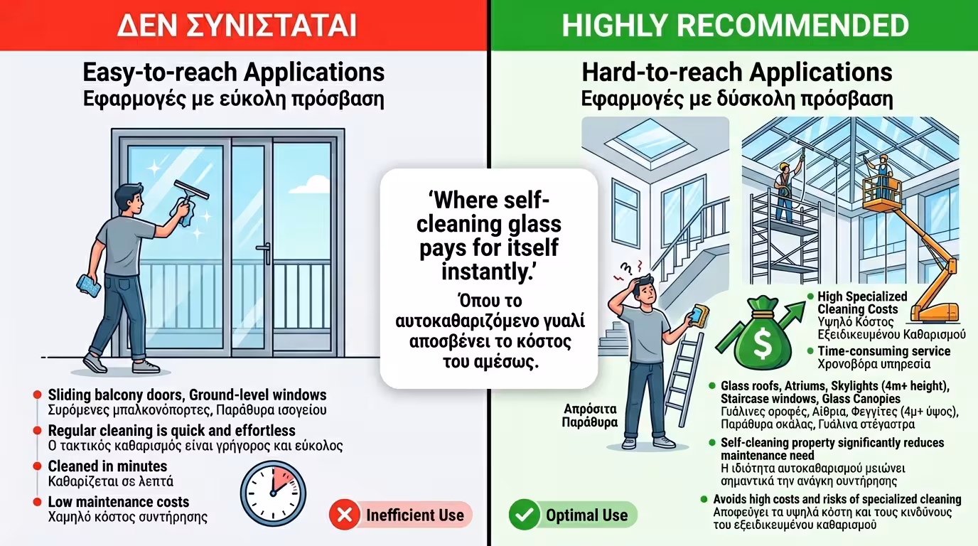 Πού αξίζουν τα αυτοκαθαριζόμενα τζάμια - γυάλινες οροφές, φεγγίτες, skylights