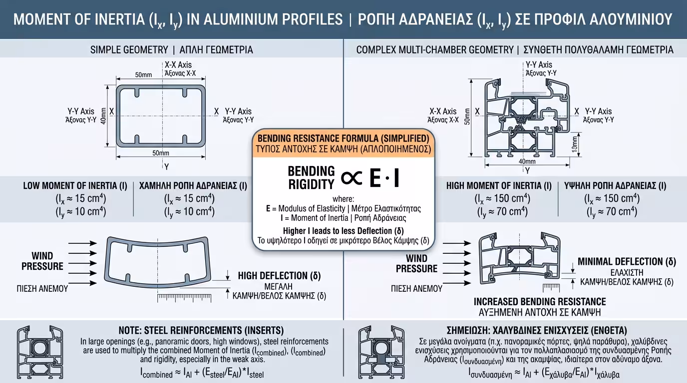 Ροπή αδράνειας Ix/Iy - αντίσταση σε κάμψη από ανεμοπίεση