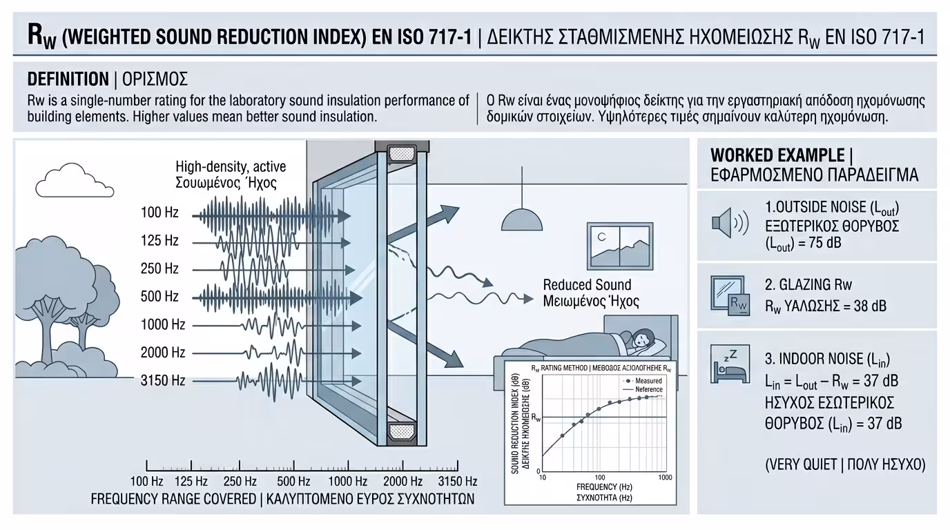 Ορισμός Δείκτη Rw - σταθμισμένος δείκτης ηχομείωσης υαλοπινάκων