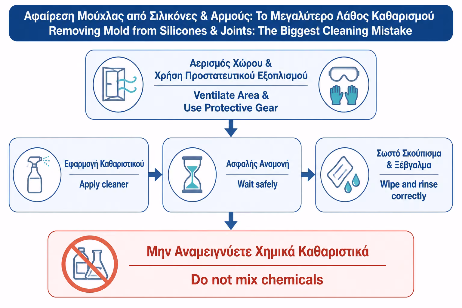 Εικονογράφηση για 12. Ασφαλής διαδικασία καθαρισμού βήμα προς βήμα