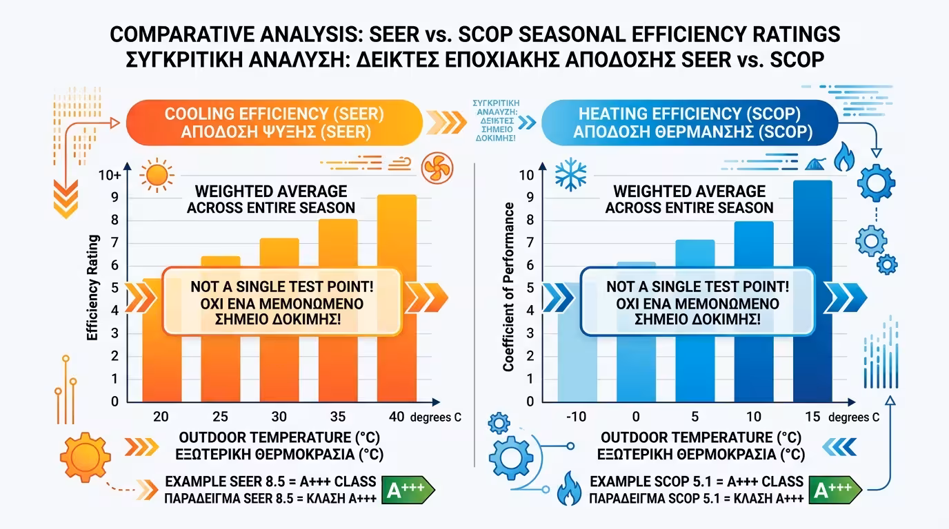 SEER και SCOP - εποχιακός βαθμός απόδοσης ψύξης και θέρμανσης σε πραγματικές συνθήκες