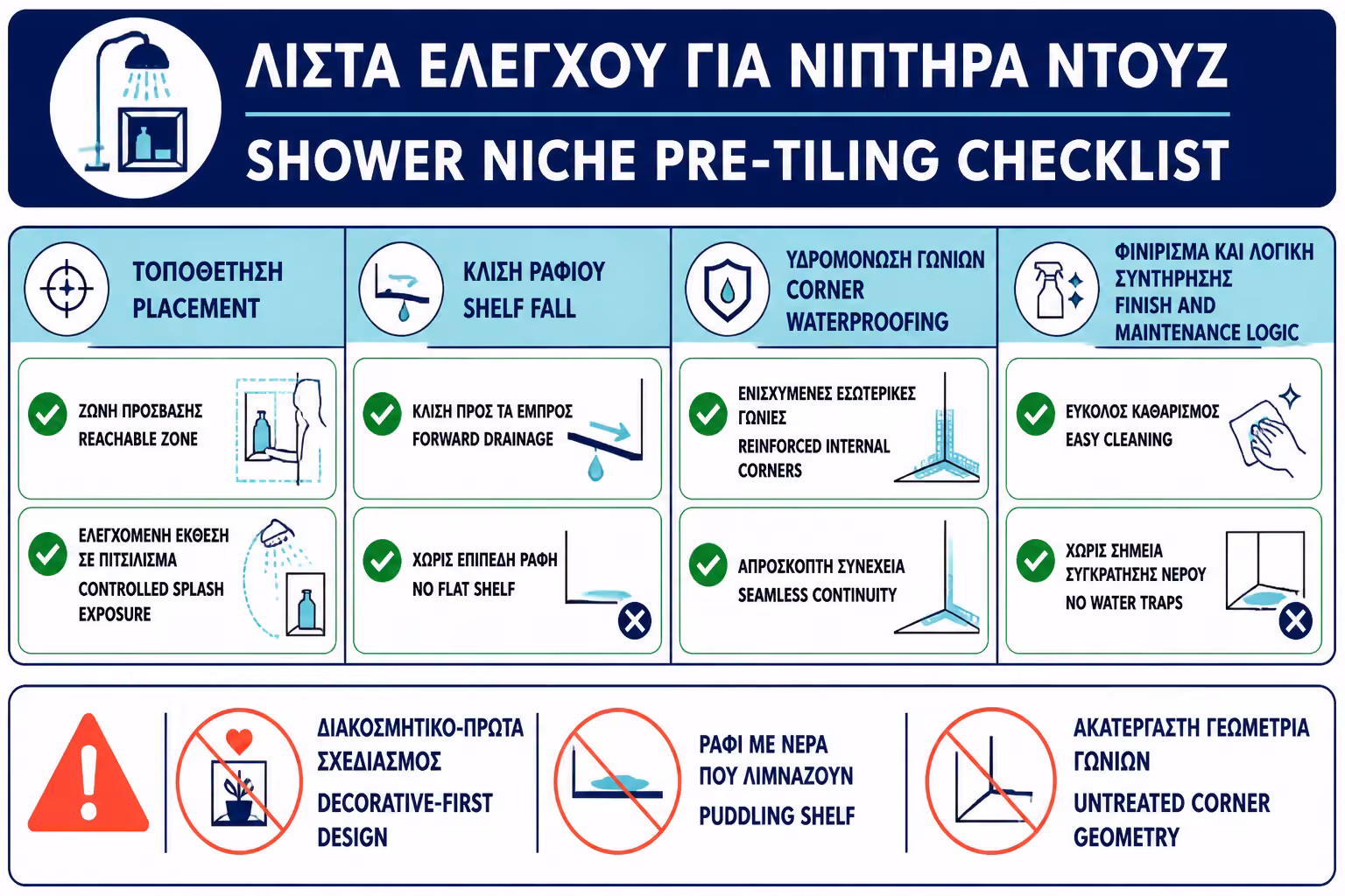 Εικονογράφηση για 18. Πρακτικό checklist πριν κλείσει η εσοχή με πλακάκια