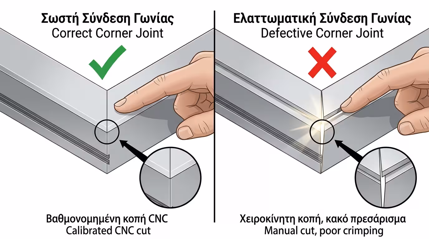 Γωνίες κοπής αλουμινίου - ποιότητα συναρμολόγησης
