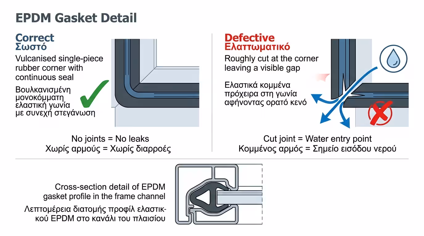 Λάστιχα EPDM - στεγάνωση, βουλκανισμένες γωνίες