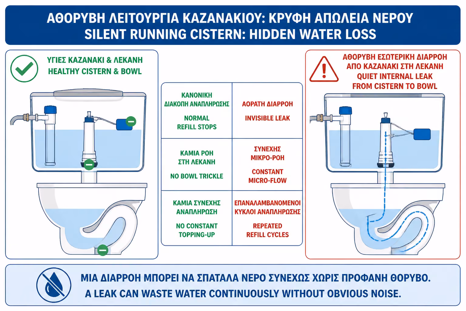 Εικονογράφηση για 6. Η κρυφή σπατάλη: καζανάκι που τρέχει αθόρυβα