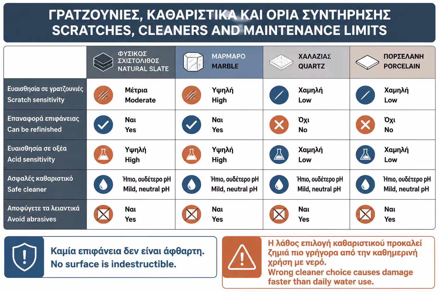 Εικονογράφηση για 12. Καθαρισμός ανά υλικό: τι να κάνετε και τι να αποφύγετε