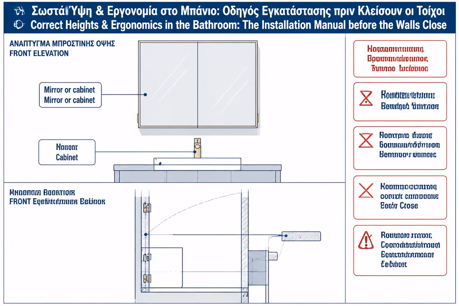 Εικονογράφηση για 14. Ύψη για καθρέπτη και ντουλάπι καθρέπτη σε σχέση με μπαταρία