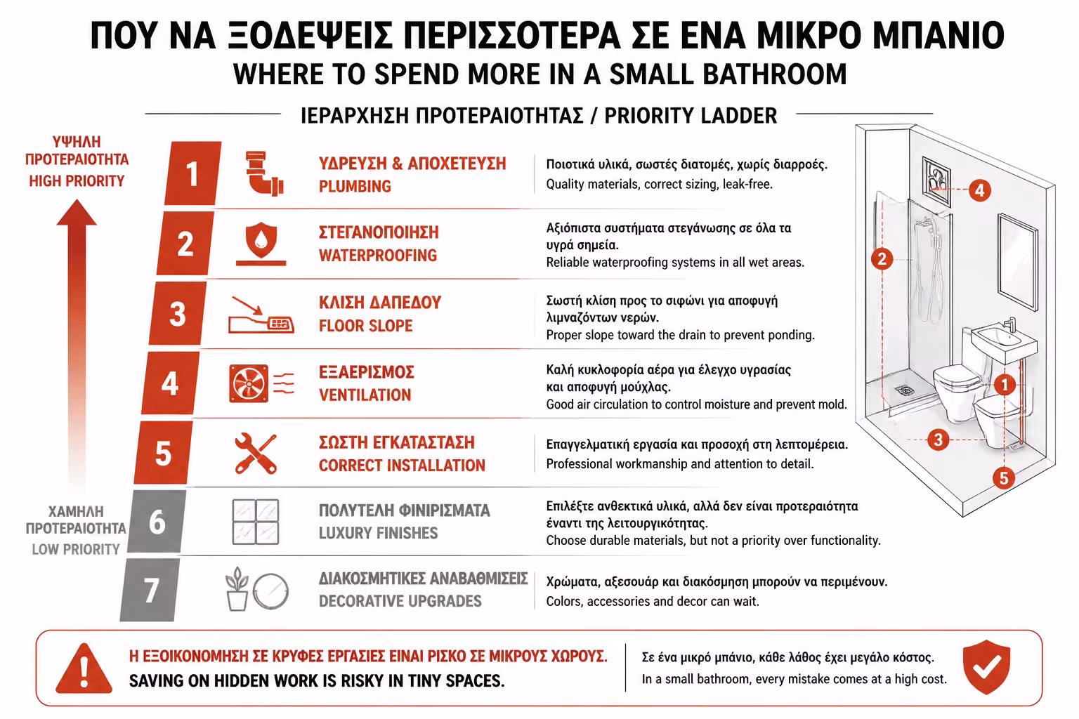 Εικονογράφηση για 6. Πού αξίζει να δώσετε περισσότερα χρήματα σε μικρό μπάνιο