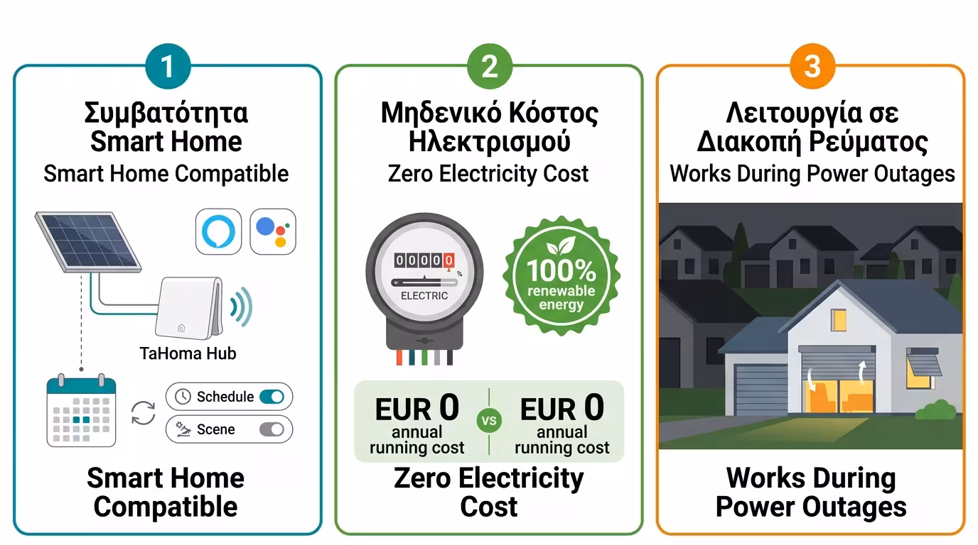 Smart Home σύνδεση ηλιακού ρολού - οικολογική λύση ακόμα σε διακοπή ρεύματος