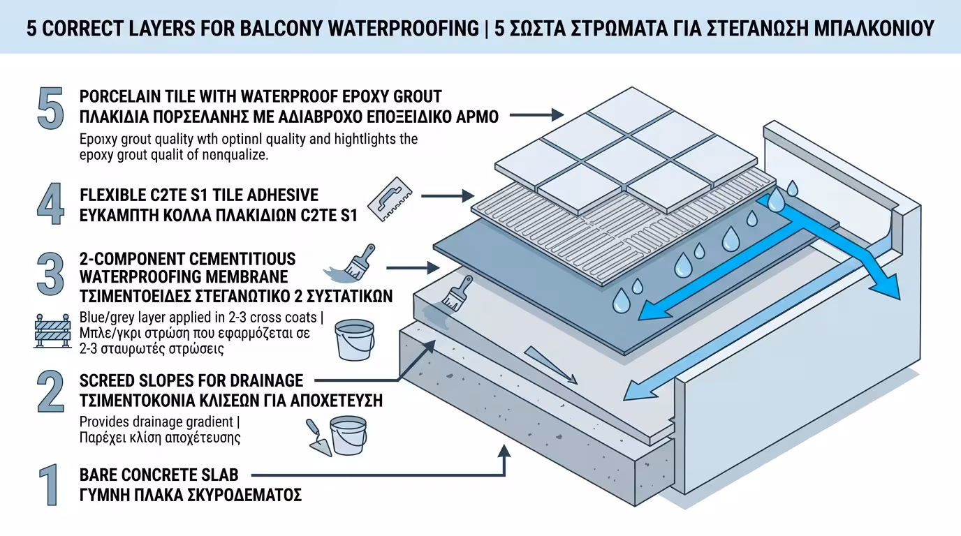 Σωστή σειρά κατασκευής μπαλκονιού - 5 στρώσεις