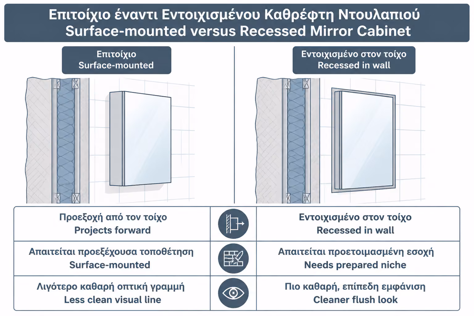 Εικονογράφηση για 3. Επιφανειακό ή χωνευτό στον τοίχο;