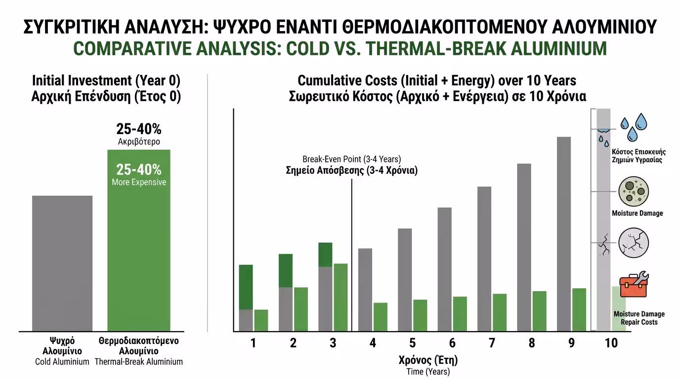 Σύγκριση κόστους - ψυχρό vs θερμοδιακοπτόμενο αλουμίνιο