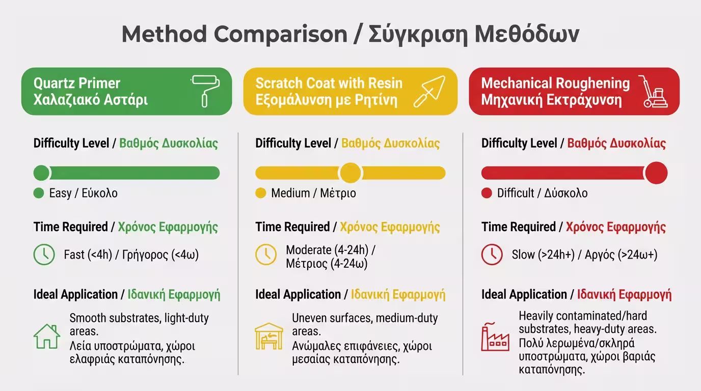 Σύγκριση 3 μεθόδων προετοιμασίας λείου μπετόν