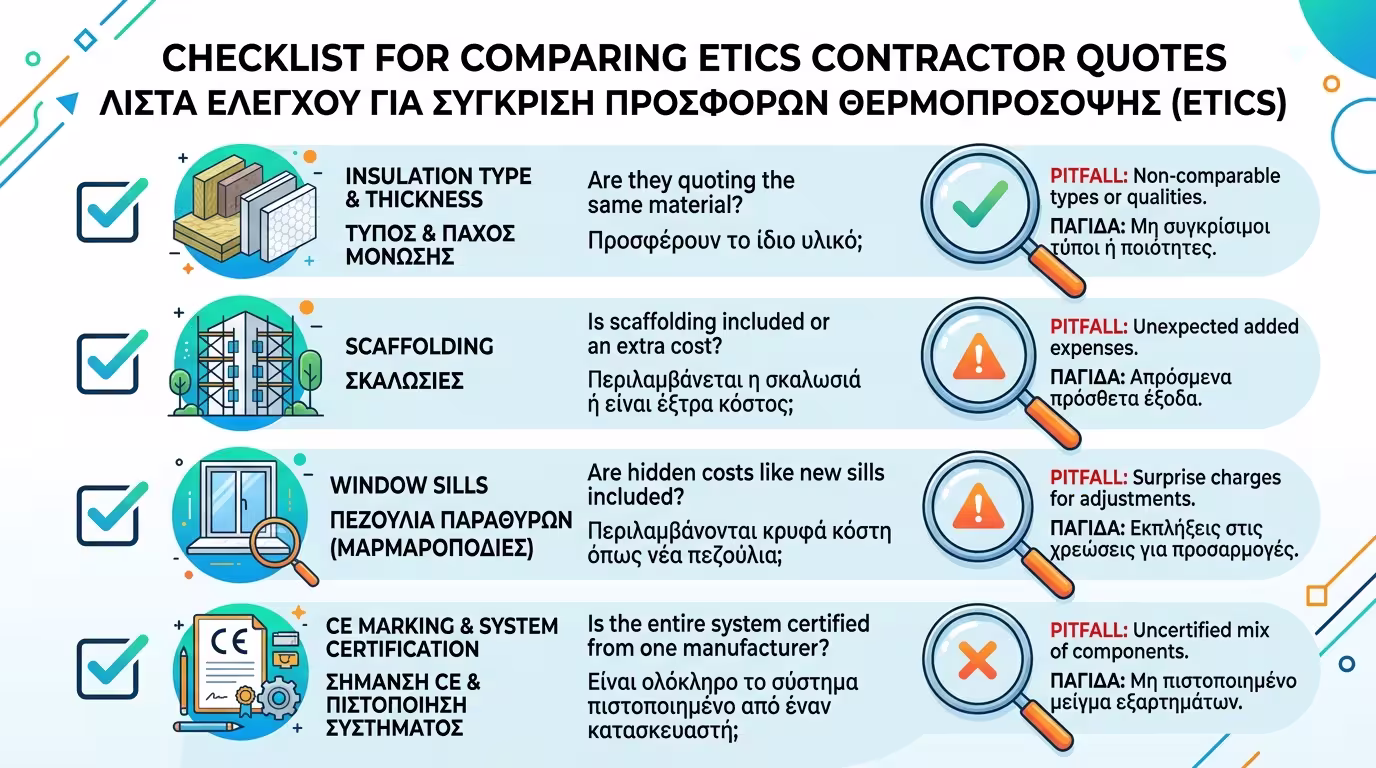 Σύγκριση προσφορών θερμοπρόσοψης - checklist ελέγχου