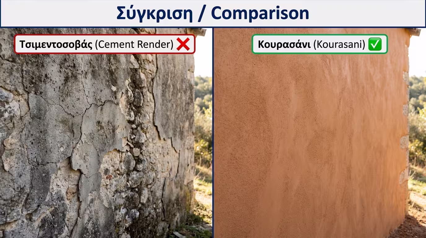 Πίνακας σύγκρισης κουρασανιού vs τσιμεντοσοβά
