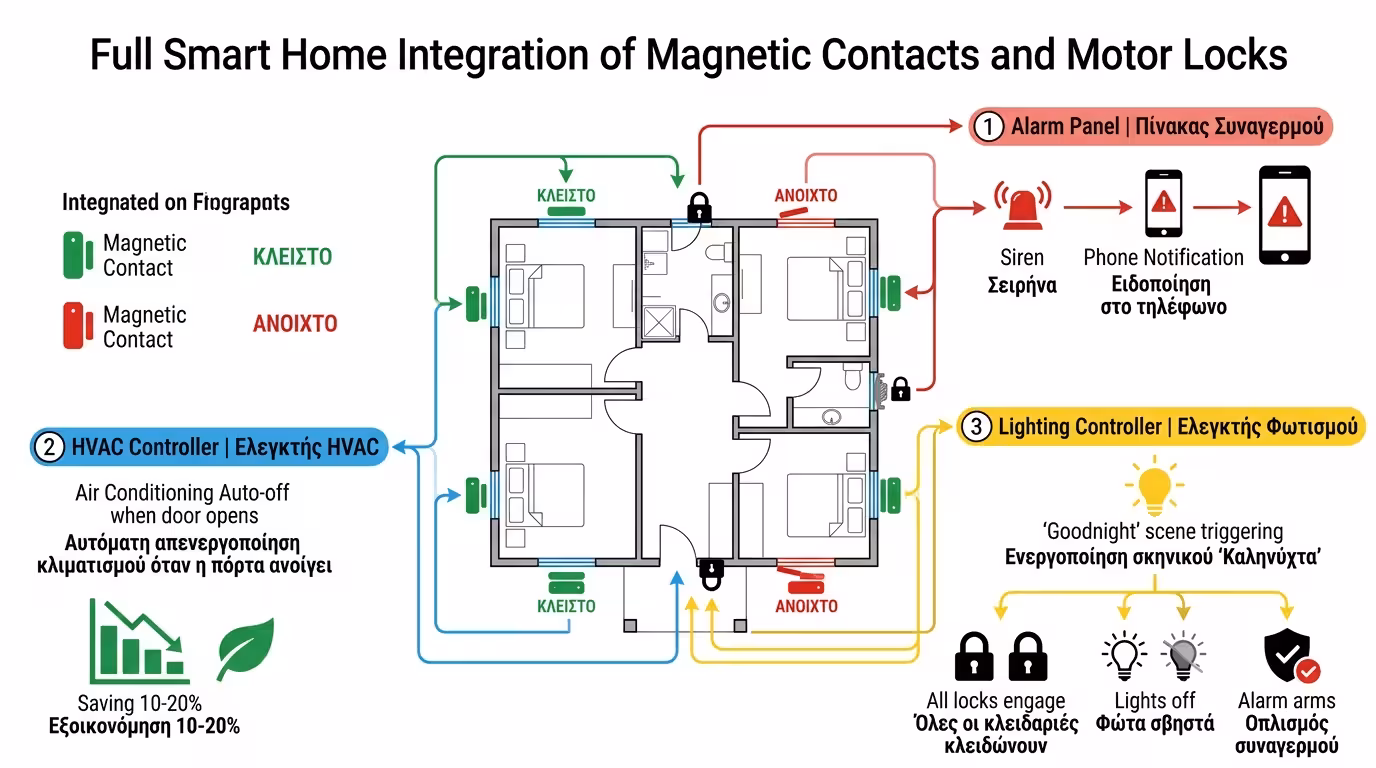 Σύνδεση κουφωμάτων με Smart Home - HVAC, συναγερμός, φωτισμός