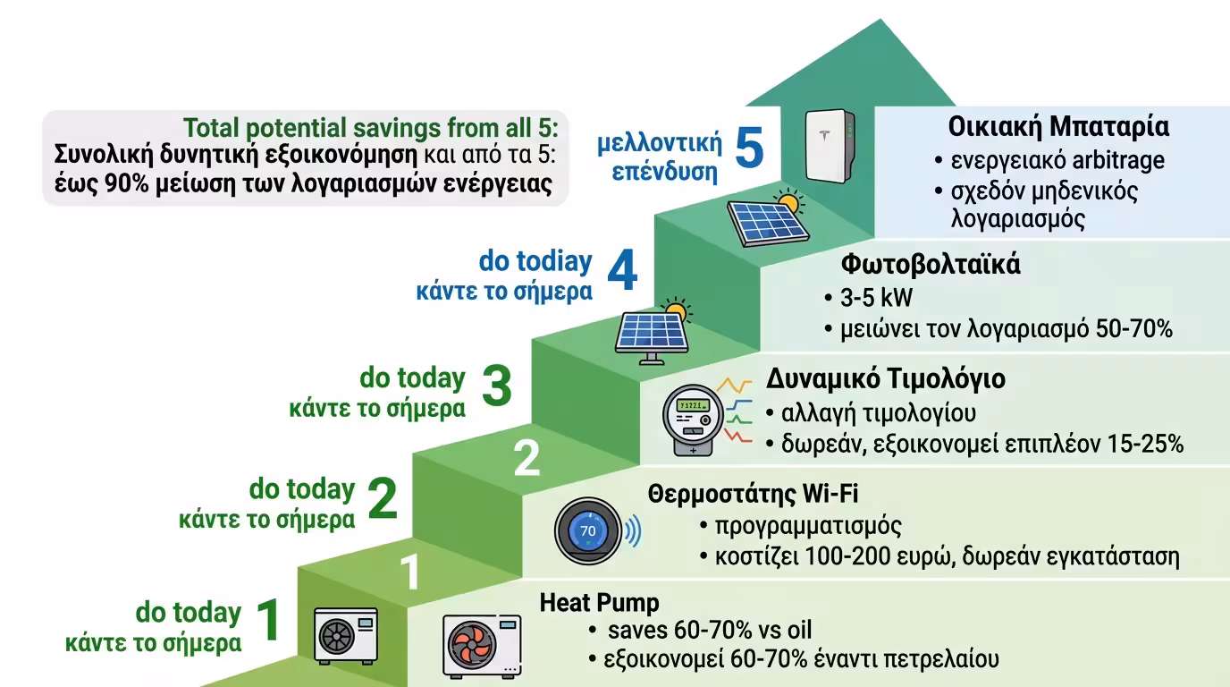 Σύνοψη στρατηγικής – έξυπνο HVAC, φθηνό ρεύμα, εξοικονόμηση, χρονοπρογραμματισμός
