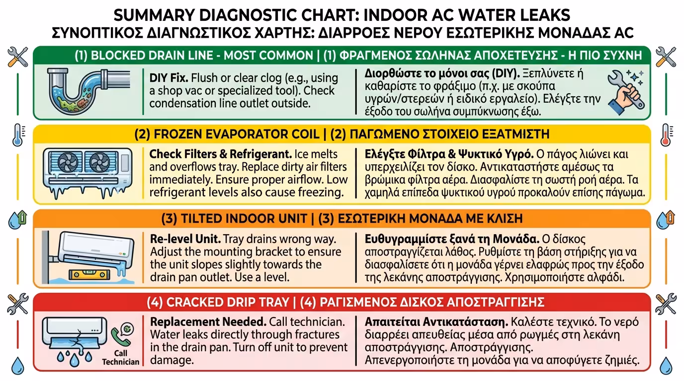 Σύνοψη – φρέον, πάγωμα, κλίση, λεκανάκι, ράγισμα, βλάβη
