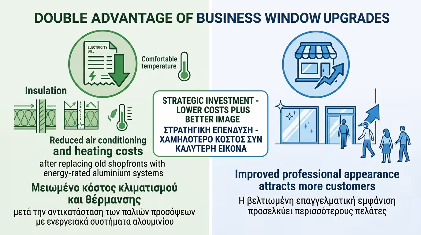 Στρατηγική για επιχειρήσεις - ενεργειακή αναβάθμιση κουφωμάτων βιτρίνας