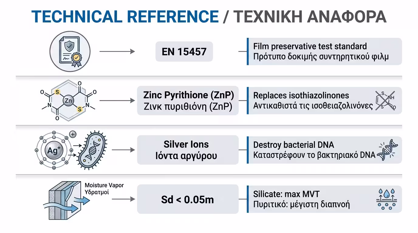 Infographic: EN 15457, Zinc Pyrithione, Ag⁺, Sd value