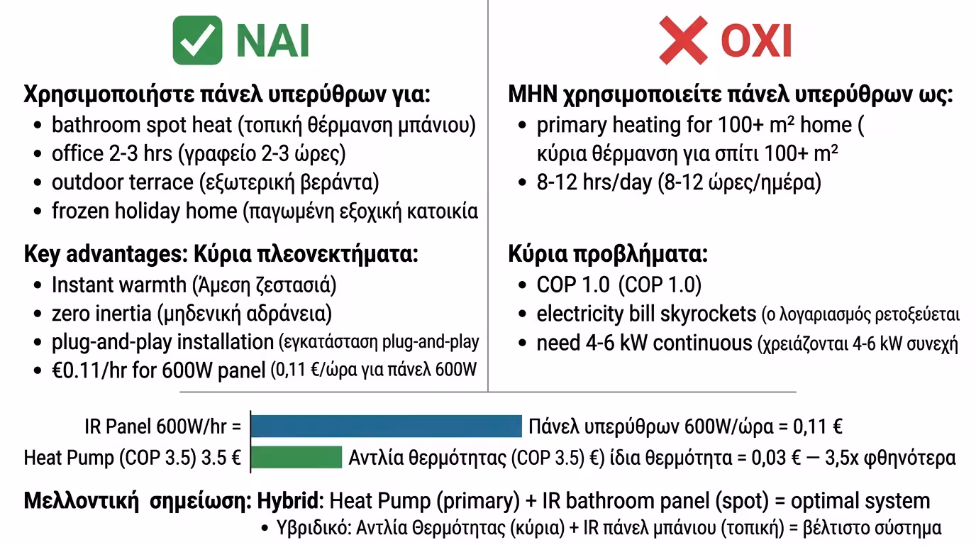 Τελική ετυμηγορία: IR πάνελ ως συμπληρωματική θέρμανση vs κύριο σύστημα