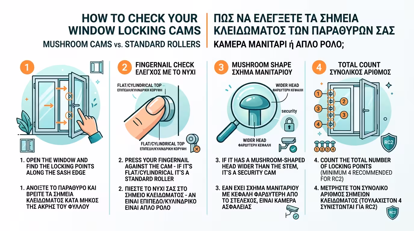 Οπτικός έλεγχος ράουλα vs μανιτάρια σε μηχανισμό παραθύρου
