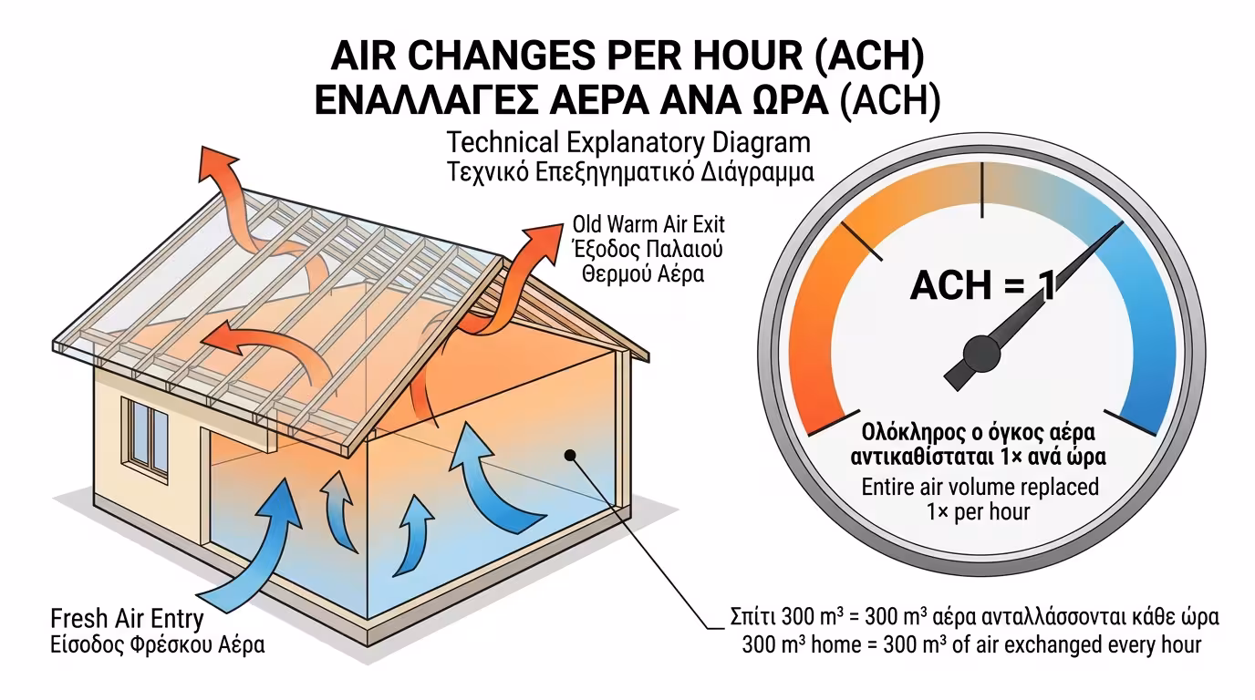 ACH: πόσες φορές ανά ώρα αλλάζει ολόκληρος ο αέρας μέσα στο σπίτι