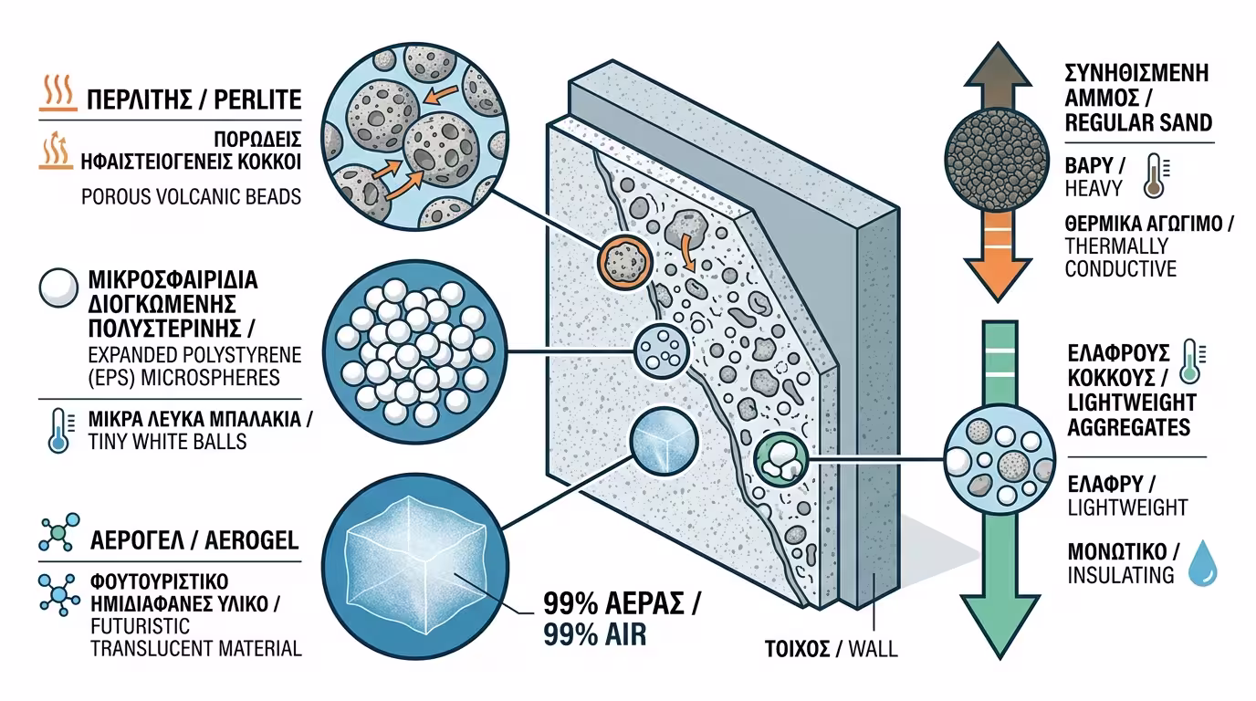Θερμομονωτικά επιχρίσματα - σύνθεση με περλίτη, EPS σφαιρίδια και aerogel