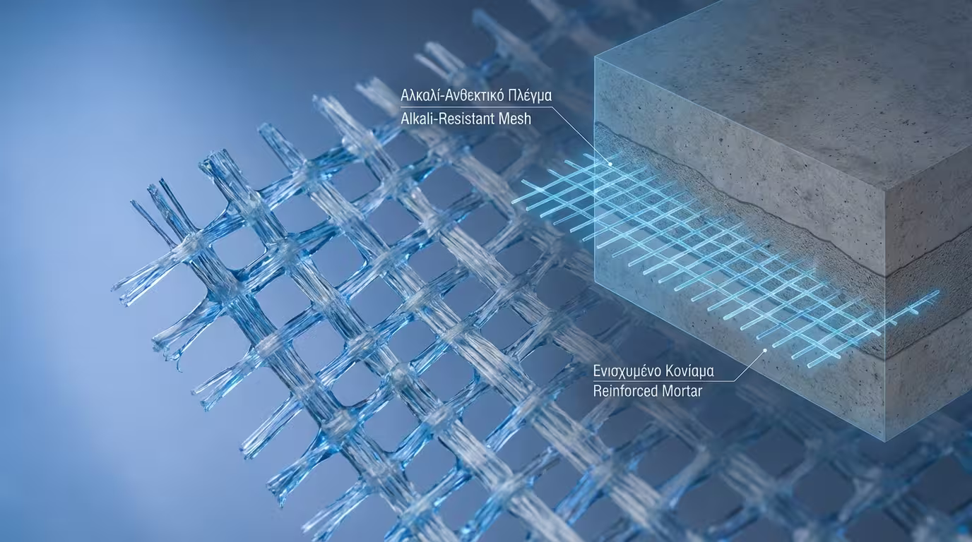 Υαλόπλεγμα αλκαλιάντοχο - ίνες γυαλιού με ρητίνη