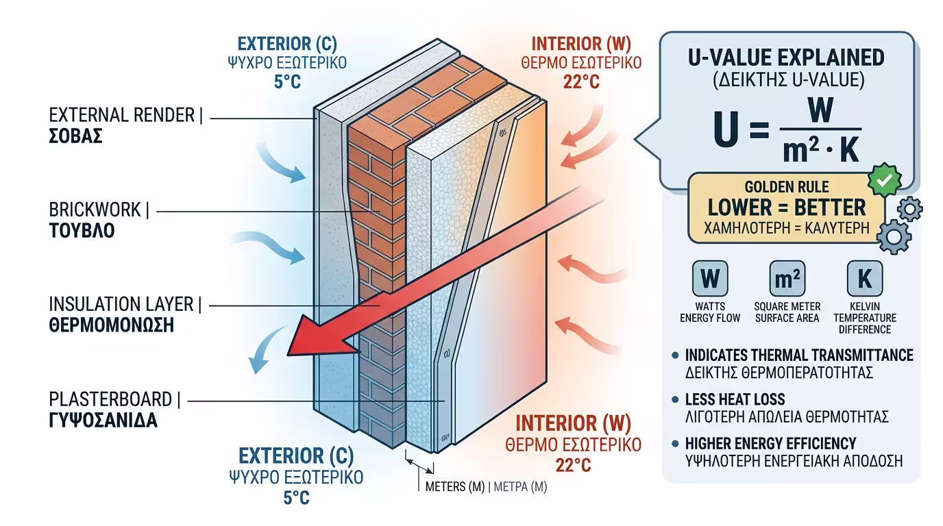U-Value - μέτρηση θερμικής διαφυγής ανά τετραγωνικό μέτρο τοίχου