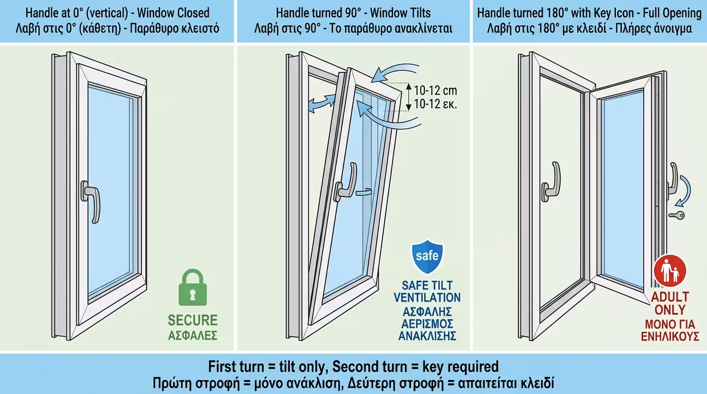 Tilt-First μηχανισμός - ανάκλιση πρώτα, ασφάλεια παιδιών