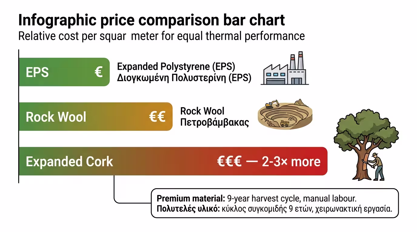 Κόστος διογκωμένου φελλού vs EPS πετροβάμβακα