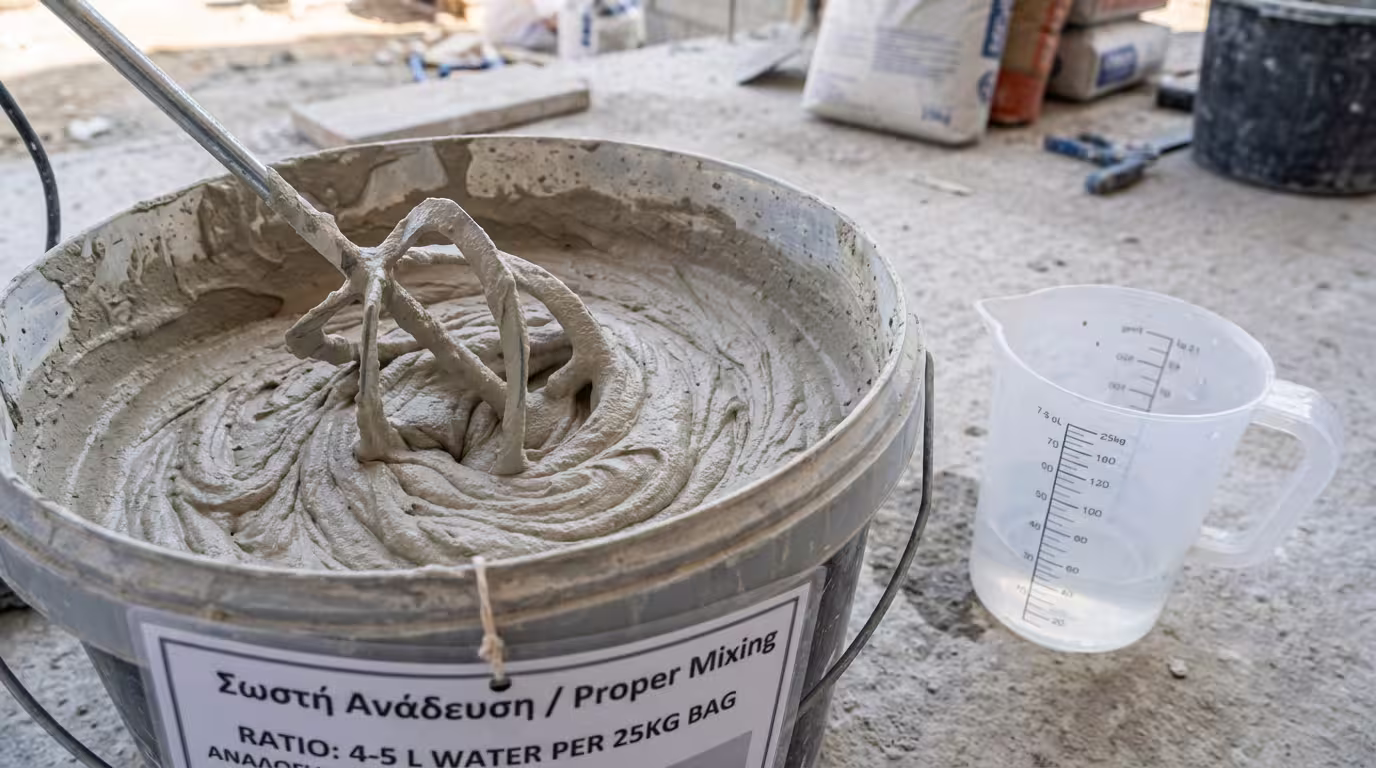 Σωστή ανάδευση έτοιμου σοβά με ηλεκτρικό αναδευτήρα