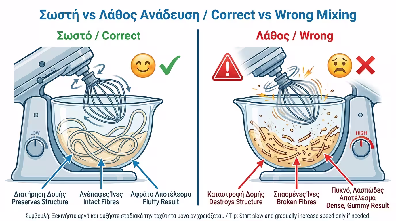 Σωστή ανάδευση ινοπλισμένου σοβά - χαμηλές στροφές