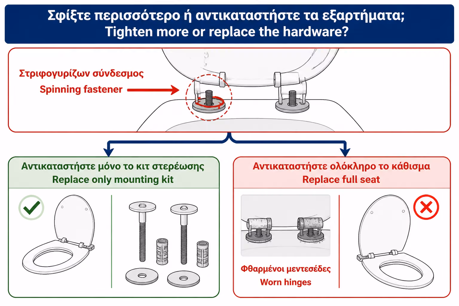 Εικονογράφηση για 10. Τι να κάνετε αν οι βίδες γυρίζουν χωρίς να σφίγγουν