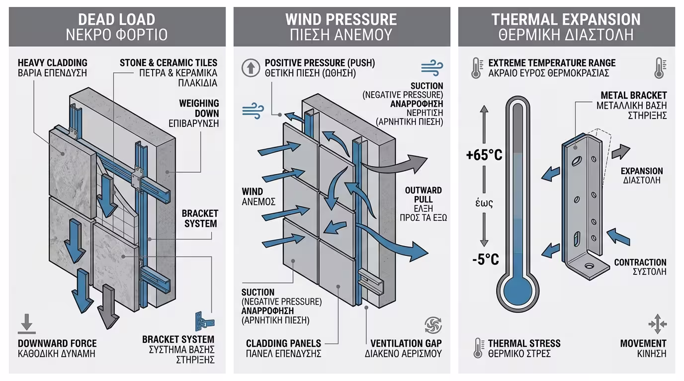 Τρεις εχθροί σκελετού - βάρος, ανεμοπίεση, συστολοδιαστολές