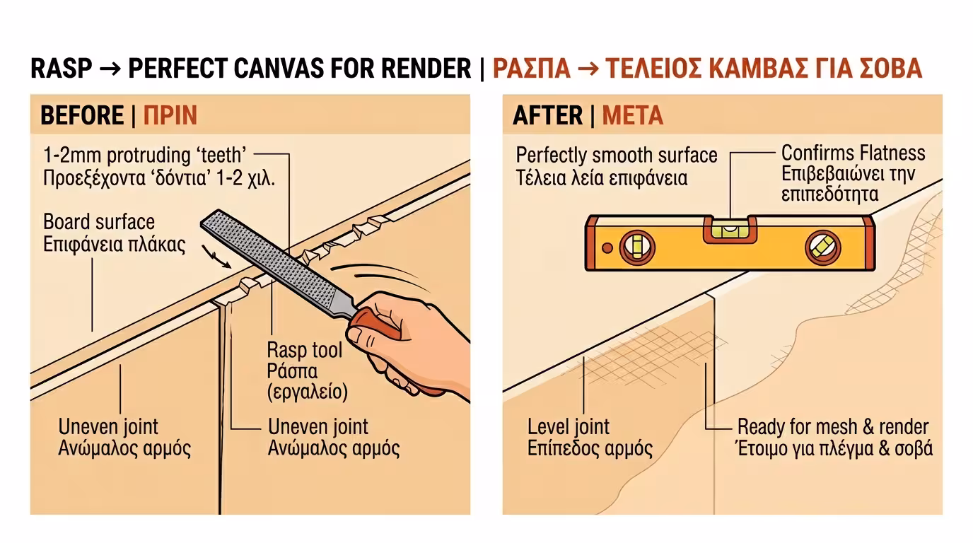 Τρίψιμο φελιζόλ με rasp για τέλειο αλφάδι