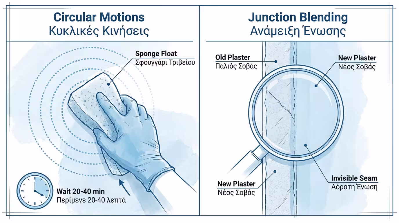Τρίψιμο με σφουγγαρένιο τριβίδι σε κυκλικές κινήσεις