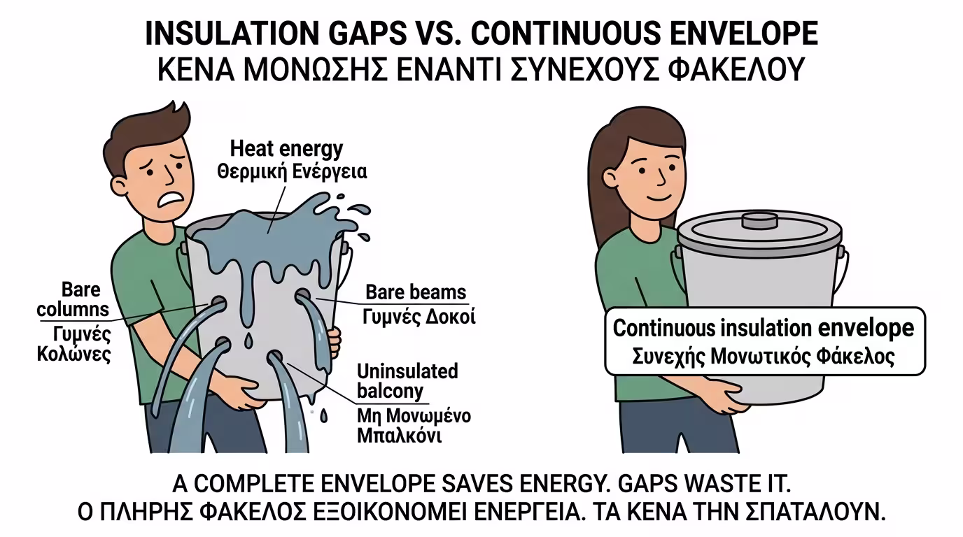 Τρύπιος κουβάς - μεταφορά θερμογεφυρών