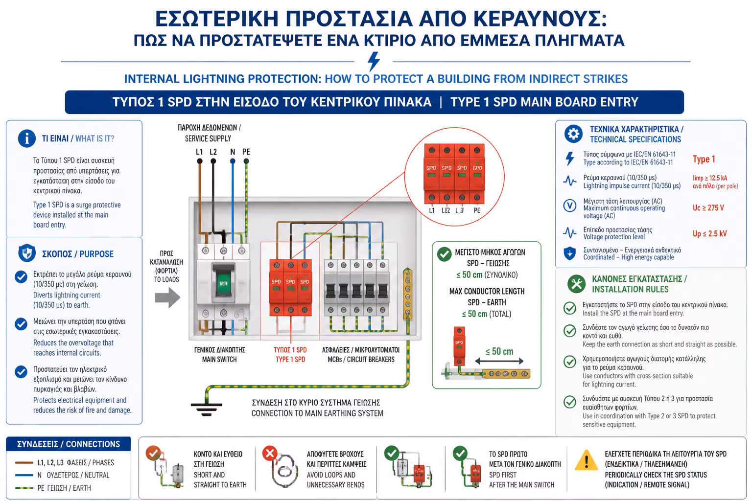 SPD τύπου 1 στην είσοδο του κεντρικού πίνακα