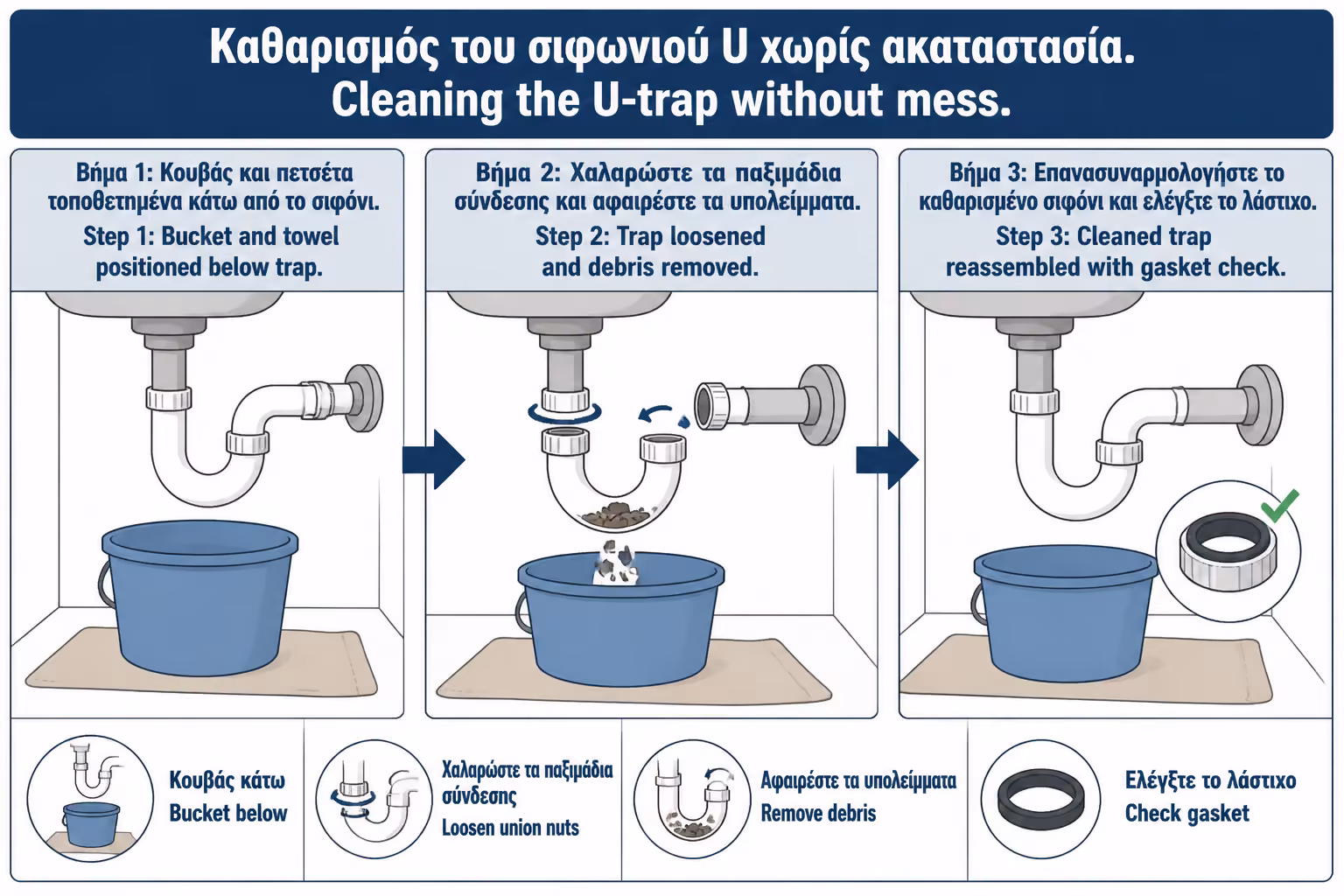 Εικονογράφηση για 9. Καθαρισμός του σιφωνιού “U”