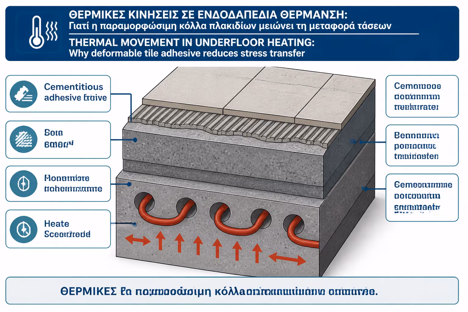 Εικονογράφηση για 3. Γιατί η ελαστικότητα είναι κρίσιμη στην ενδοδαπέδια θέρμανση