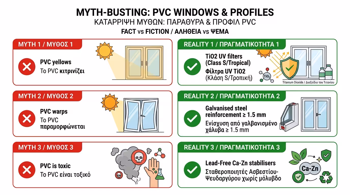 Μειονεκτήματα συνθετικών κουφωμάτων - ογκώδη προφίλ, περιορισμός ανοιγμάτων