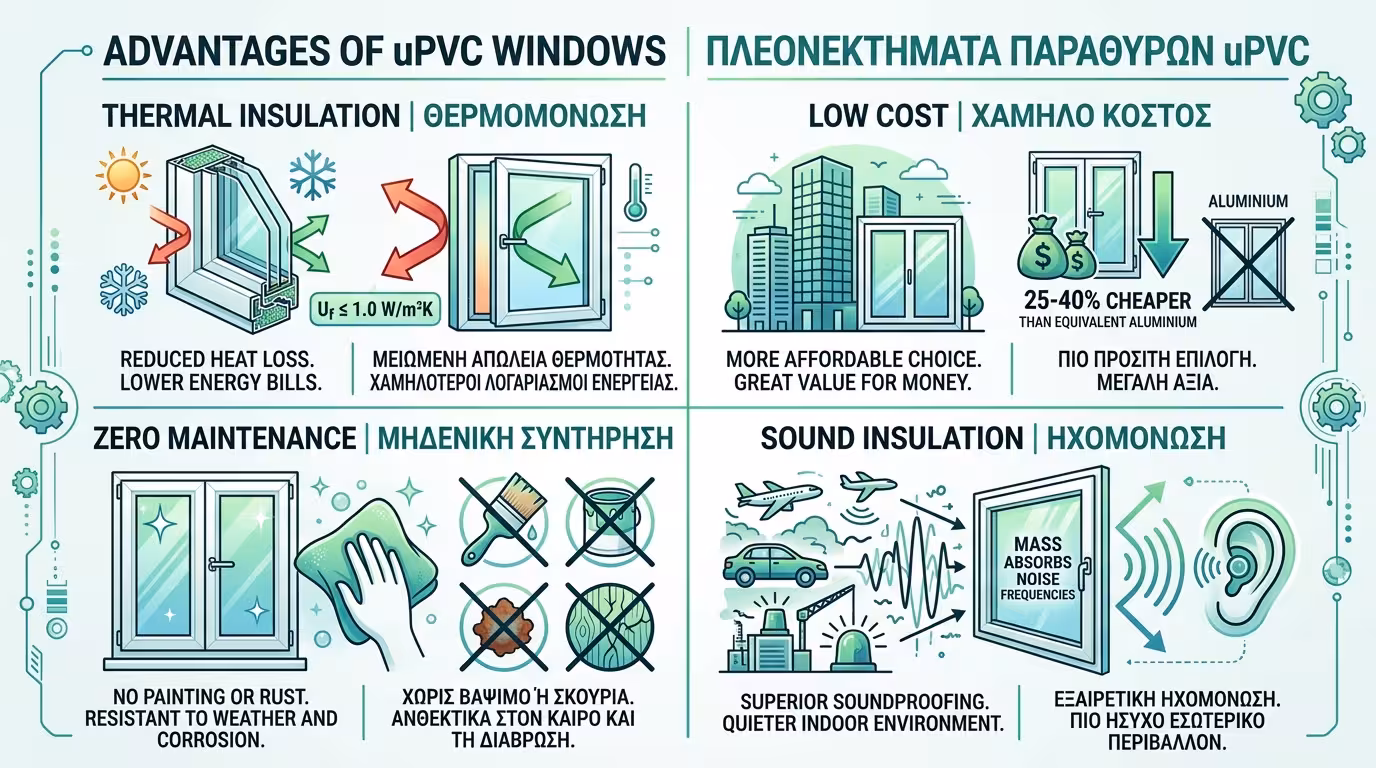 Ινφογκράφικ uPVC - η λέξη unplasticized εξηγημένη με δομή προφίλ