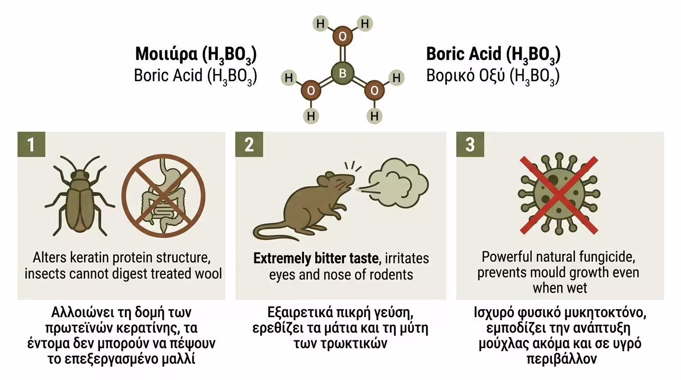 Άλατα βορίου - προστασία βιολογικών μονωτικών από έντομα και μύκητες