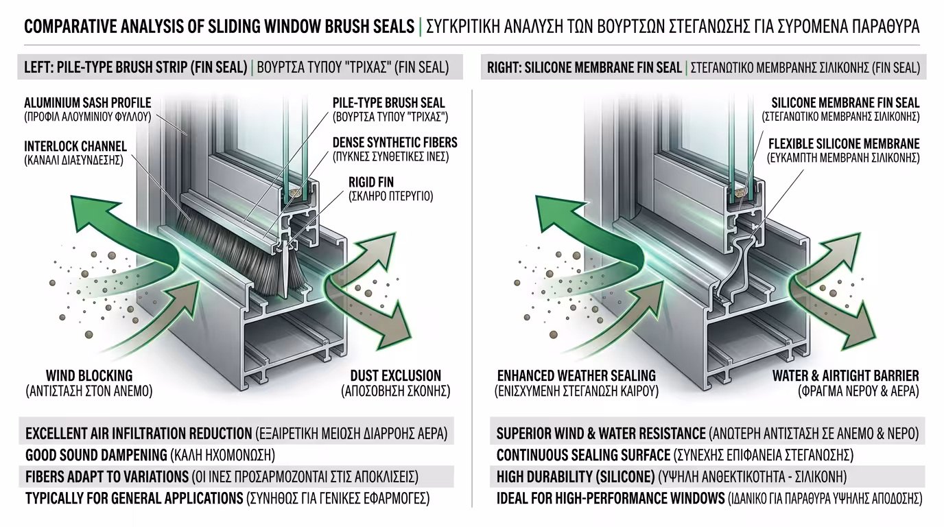 Βουρτσάκι fin seal με μεμβράνη - συρταρωτή τοποθέτηση