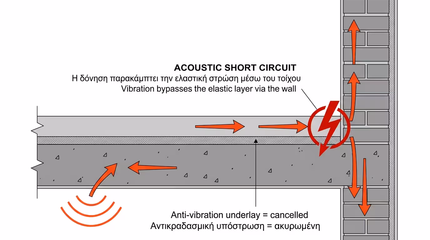 Η τσιμεντοκονία ακουμπάει τον τοίχο: ηχητικό βραχυκύκλωμα