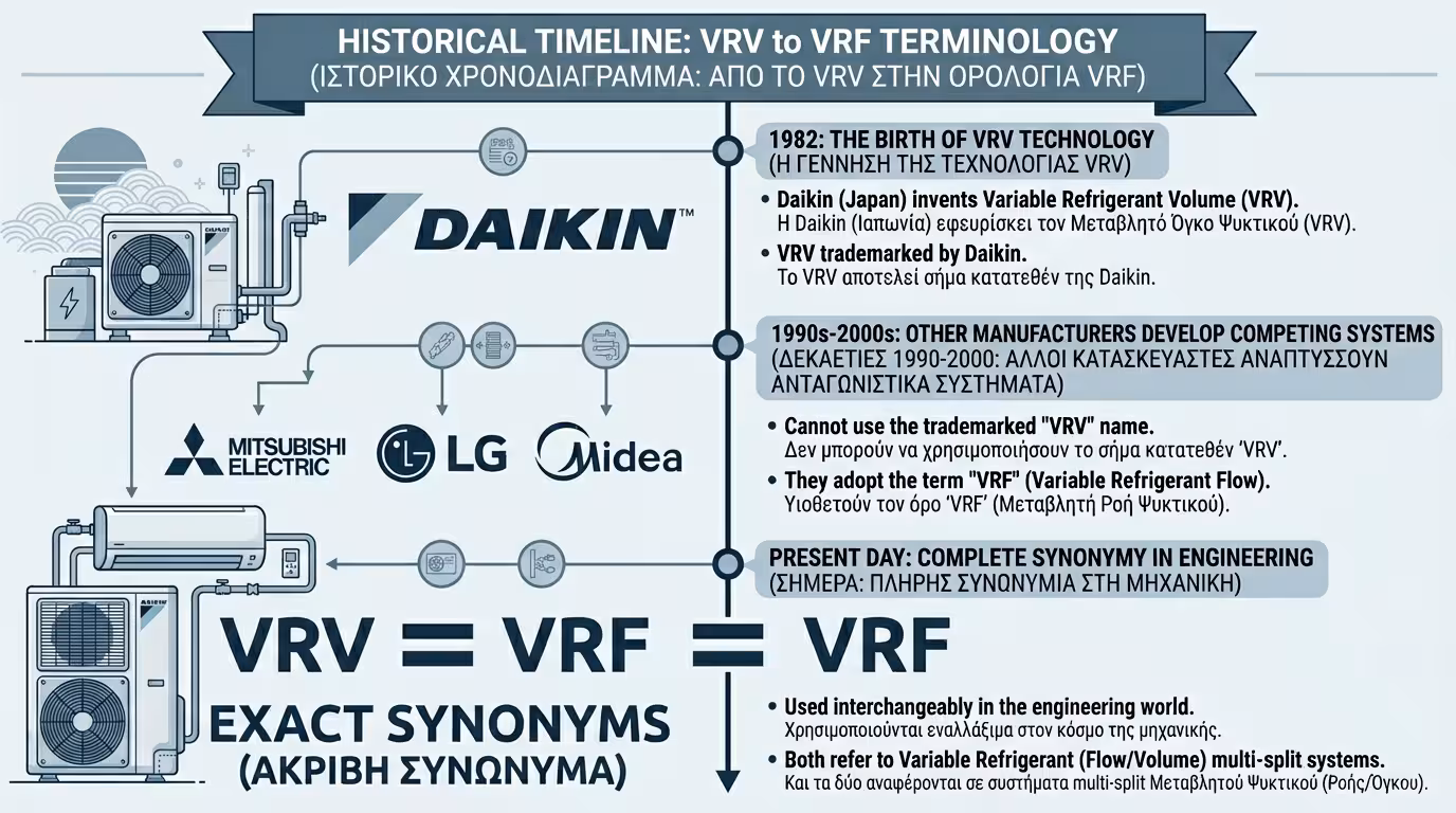 VRV vs VRF - ίδια τεχνολογία, διαφορετικά εμπορικά ονόματα (Daikin vs υπόλοιποι)