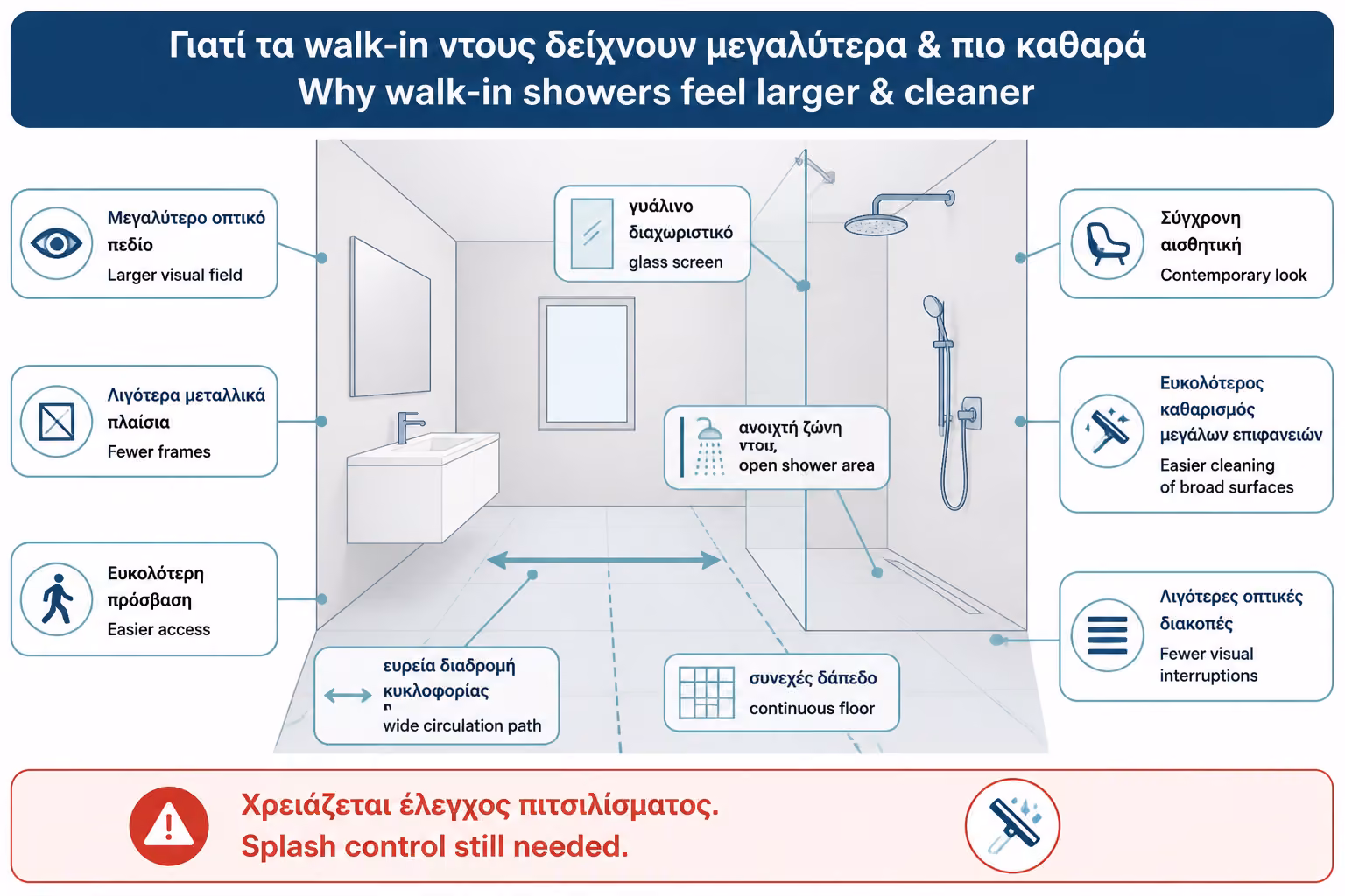Εικονογράφηση για 4. Πλεονεκτήματα walk-in ντους